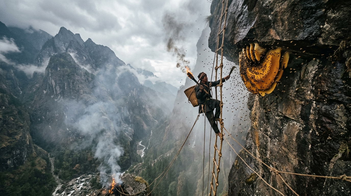 Hunting Mad Honey: The Perilous Cliff Expedition in the Himalayas